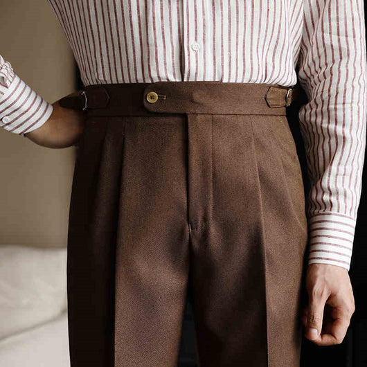 Pantalones Neapolitanos de Corte Recto Cintura Alta para Hombre - Image 10