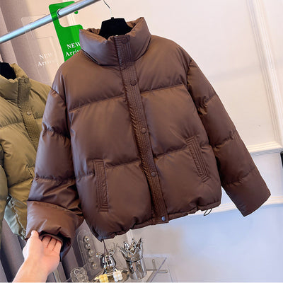 Chaqueta Acolchada de Cuero PU con Cuello Alto para Mujer - Image 2