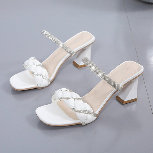 Tacones Altos Trenzados con Brillantes Estilo Coreano para Mujer - Image 10