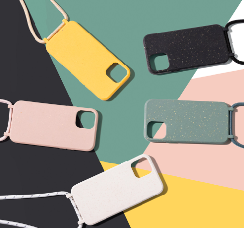 Funda Protectora para Celular con Cordón de Bambú y Fibra de Madera Biodegradable