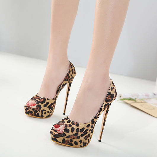 Tacones Altos Estampado Leopardo con Pico de Pez - Image 4