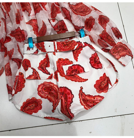 Conjunto de 2 Piezas: Blusa con Mangas Farol + Short en Tela Slub Tencel - Image 3