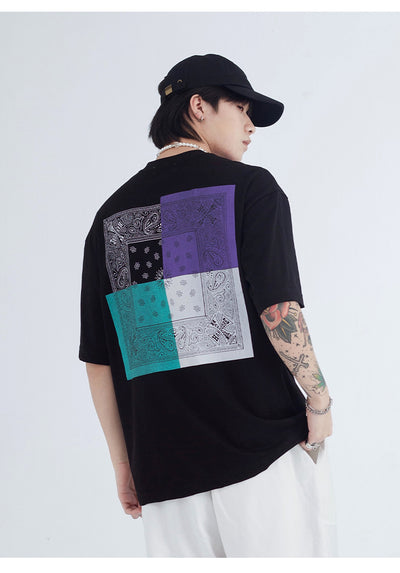 Camiseta Estampada Suelta de Manga Corta para Hombre