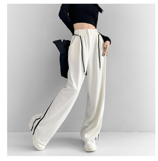Pantalones Anchos de Talle Alto en Tono Damasco para Mujer - Image 12
