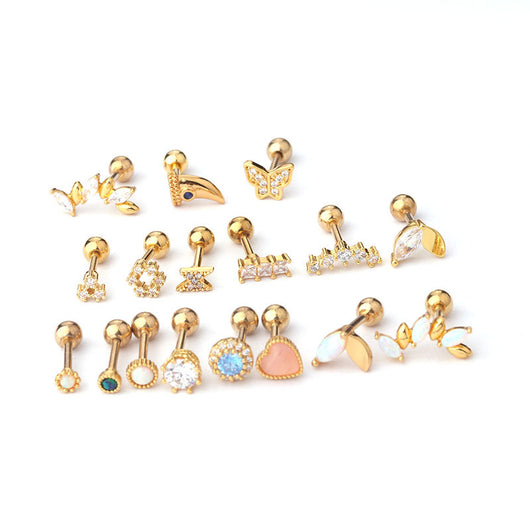 Aretes de Circón Facetado con Piercing - Image 4