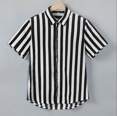 Camisa Casual de Rayas para Hombre - Manga Corta - Image 24