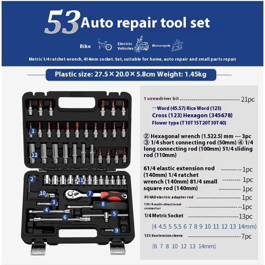 Kit de Herramientas Multifuncional para Reparación Automotriz con Llaves de Tubo - Image 9