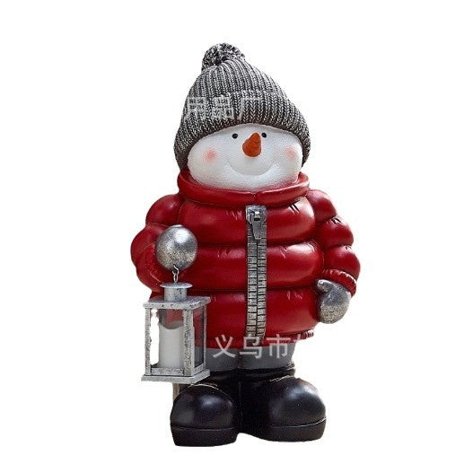 Adornos Navideños Muñeco de Nieve con Chaqueta Roja Acolchada - Image 10