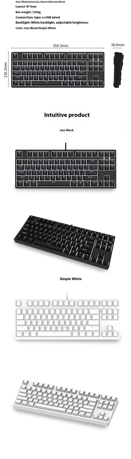 Teclado Mecánico Gaming 87 Teclas Hot Swap Intercambiable Dual Color - Image 37