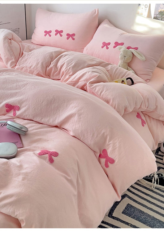 Funda Nórdica de Algodón Suave con Bordado de Corazón y Lazo para Niña - Image 19