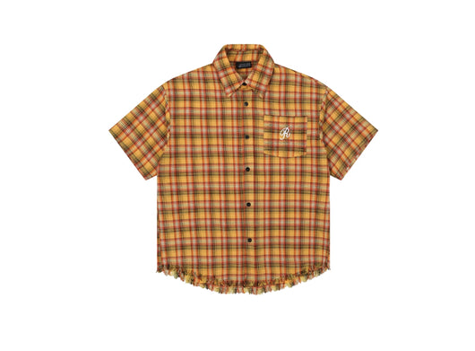 Camisa Cuadros Amarilla con Bordados y Manga Corta - Image 7