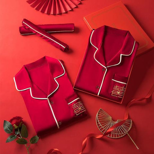 Conjunto de Boda Festivo en Seda de Hielo Primavera-Otoño para Hombre y Mujer - Image 20