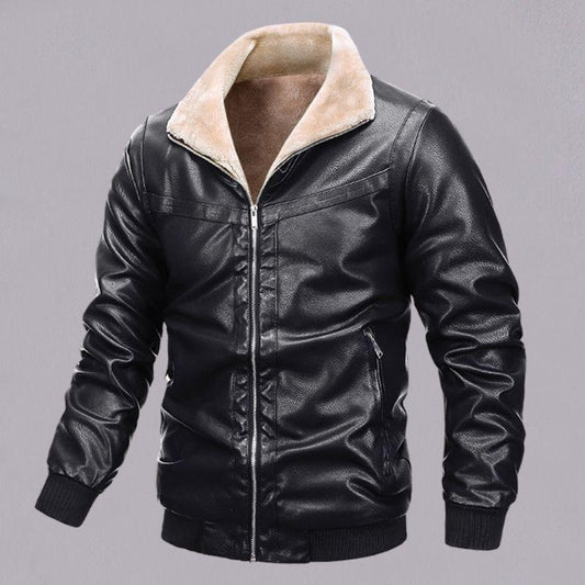 Chaqueta de Cuero para Hombre con Forro Polar
