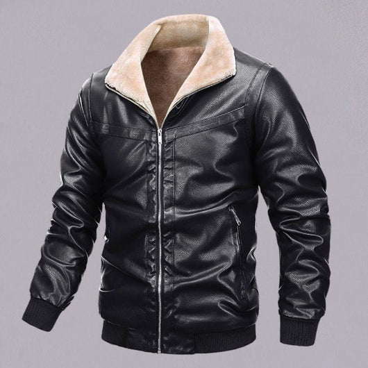 Chaqueta de Cuero para Hombre con Forro Polar