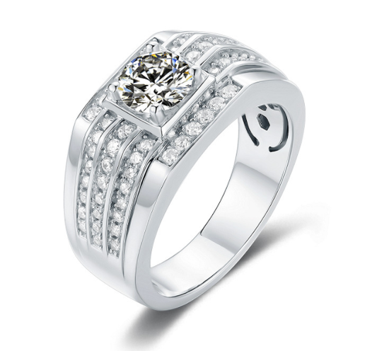 Anillo de Plata 925 con Moissanita de 1 Quilate para Hombre - Image 2