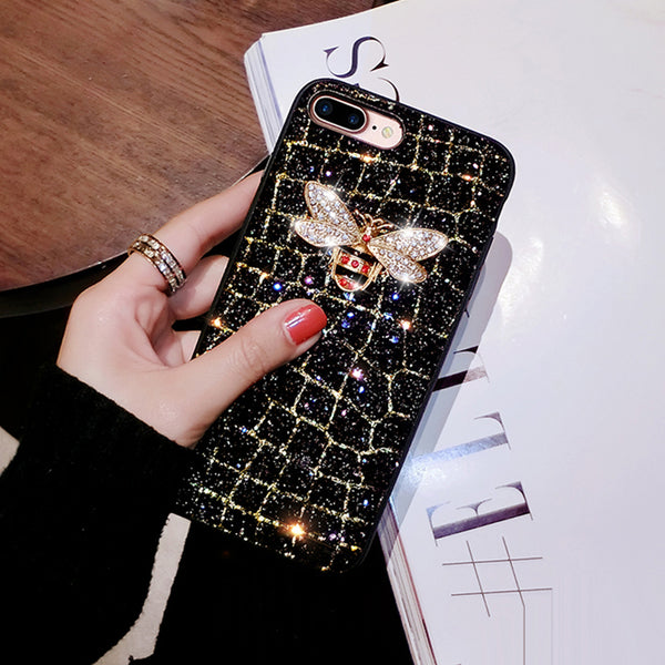 Funda para teléfono con brillo y abeja