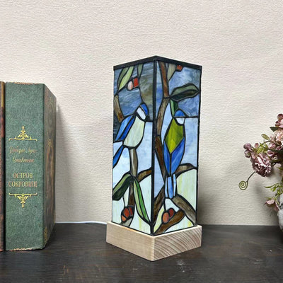 Lámpara Nocturna de Vidriera Artesanal con Diseño de Aves y Patos