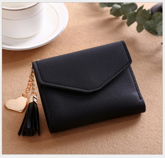 Billetera Clutch Coreana con Múltiples Compartimentos y Dije de Borla - Image 3