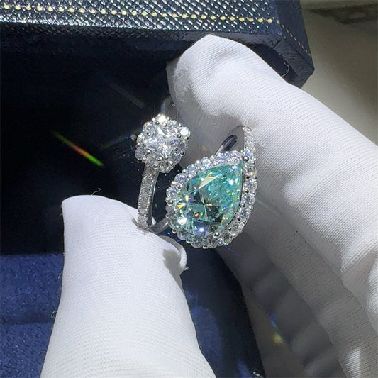 Anillo de Moissanita de 2 Quilates Verde Drip para Mujer - Image 2