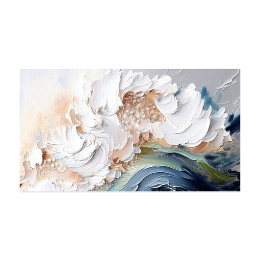 Cuadro Abstracto Moderno Óleo Hecho a Mano Textura Pesada Olas Blancas Grand Formato Sin Marco - Image 8
