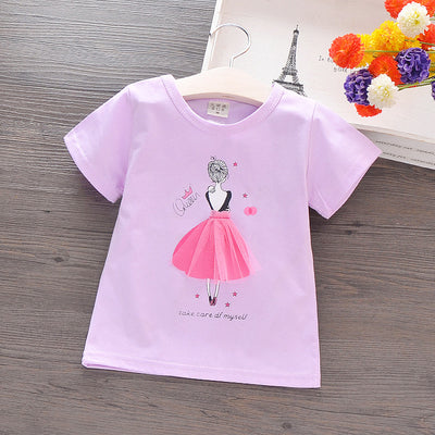 Playera Infantil de Algodón con Diseño Cartoon - Camiseta de Manga Corta para Niñas - Image 4