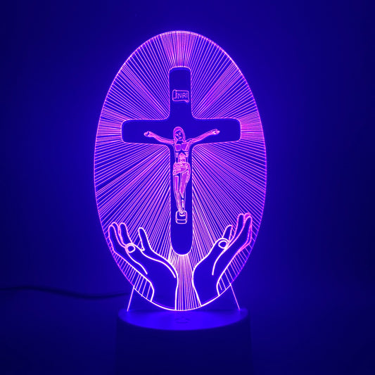 Lámpara 3D con Cruz Acrílica de Luz Nocturna - Image 2
