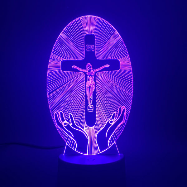 Lámpara 3D con Cruz Acrílica de Luz Nocturna