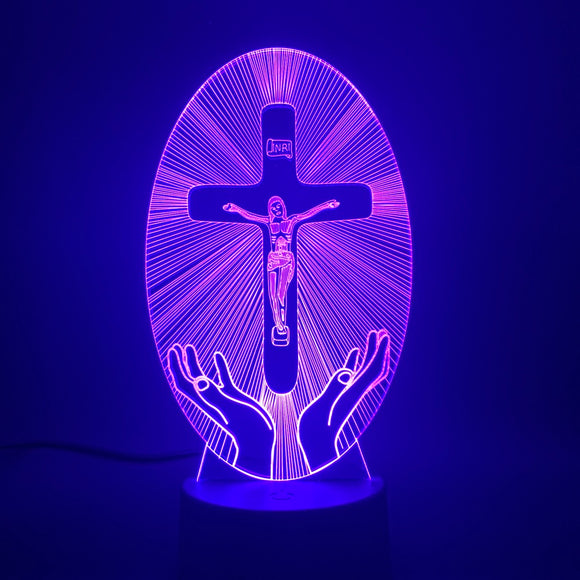 Lámpara 3D con Cruz Acrílica de Luz Nocturna
