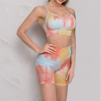 Conjunto Deportivo Tie-dye Cintura Alta sin Costuras para Yoga y Running - Image 3
