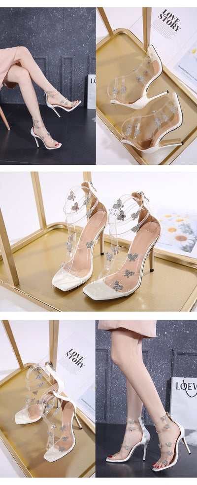 Sandalias de Tacón Cuadrado Transparentes con Cristales de Mariposa para Mujer - Image 12