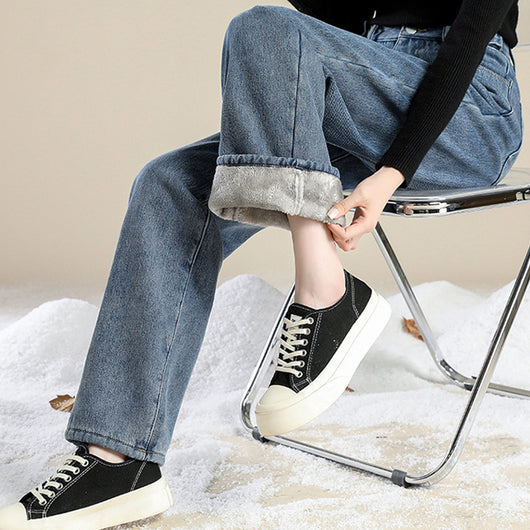 Jeans Casual de Cintura Alta Plus Size con Forro de Velvet - Image 7
