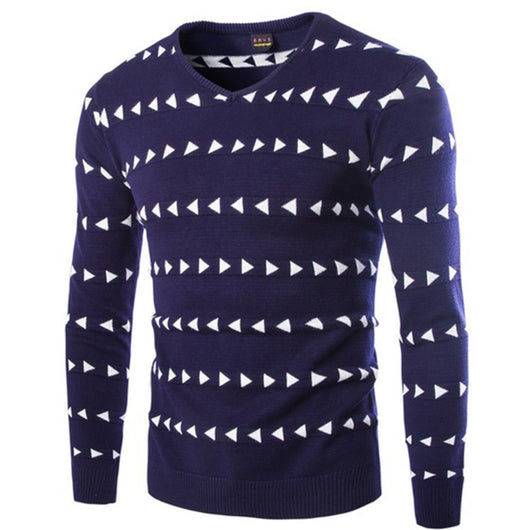 Suéter Casual V-cuello con Estampado Triangular - Image 10