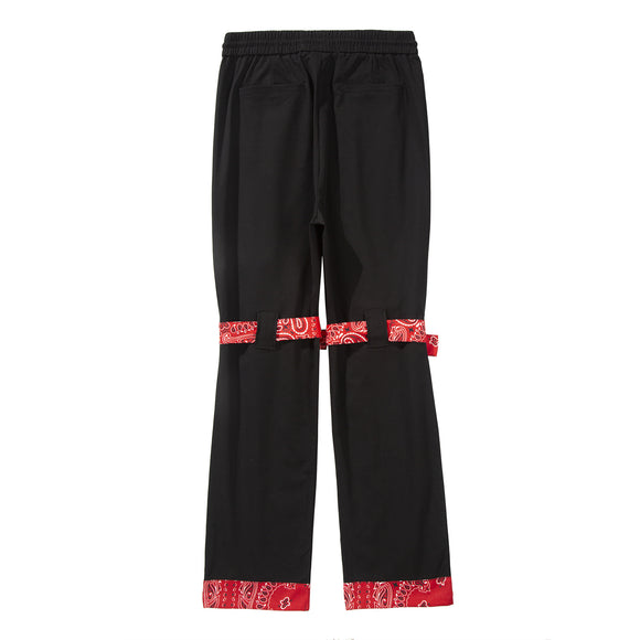 Macacão Vermelho e Preto com Estampa de Caju Folgado Reto