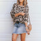 Suéter Tejido Estampado Leopardo con Mangas Linterna Oversize