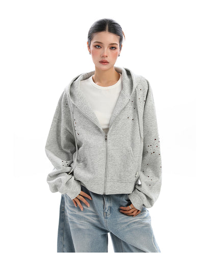 Cardigan con Capucha y Strass para Mujer - Sudadera Brillante con Cierre - Image 20