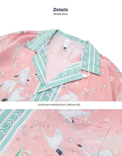 Conjunto de Camisa y Shorts Estampada Cuello Cubano - Lujo Casual de Alta Moda - Image 13