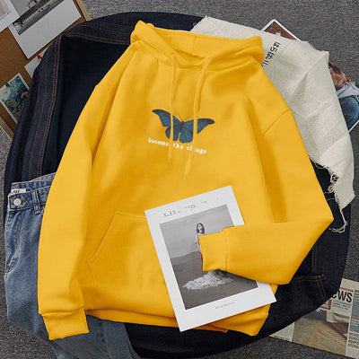 Sudadera con Capucha de Terciopelo y Estampado de Mariposas - Talla Plus - Image 3