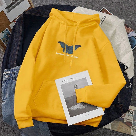 Sudadera con Capucha de Terciopelo y Estampado de Mariposas - Talla Plus - Image 3