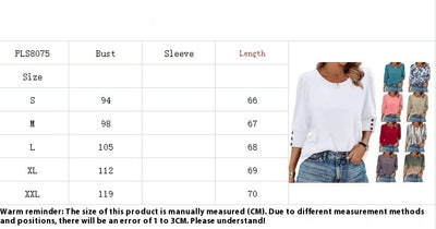 Blusa Elegante Estampada con Botones y Mangas 3/4 Cuello Redondo - Image 72