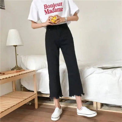 Jeans Negros con Cortes Laterales - Cintura Alta Ajustado Rotos - Image 11