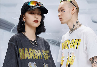 Camiseta Holgada Hip-Hop con Estampado Urbano Tendencia - Image 6