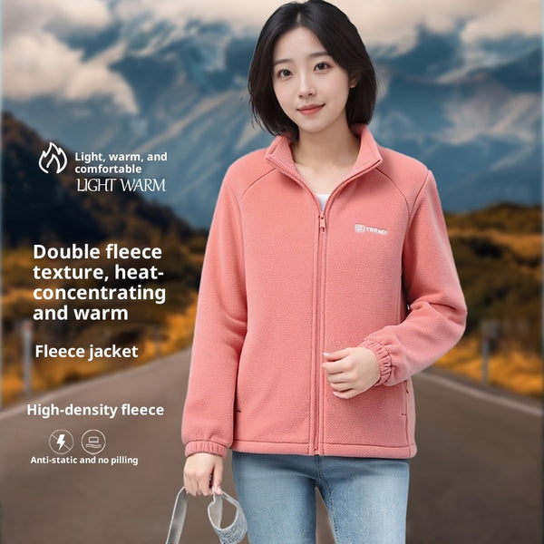 Cardigan Polar Fleece Acolchado con Cuello Alto - Abrigo Cálido