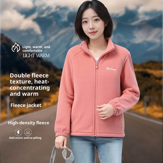 Cardigan Polar Fleece Acolchado con Cuello Alto - Abrigo Cálido