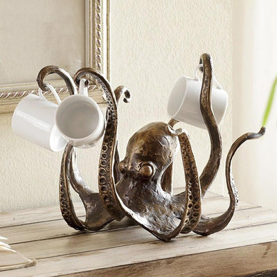Soporte para Tazas Pulpo Decorativo - Estatua de Resina Grande para Escritorio y Hogar