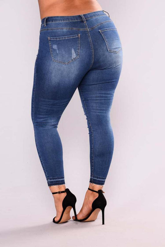 Jeans Elásticos Ajustados con Rotos Desgarrados - Image 9