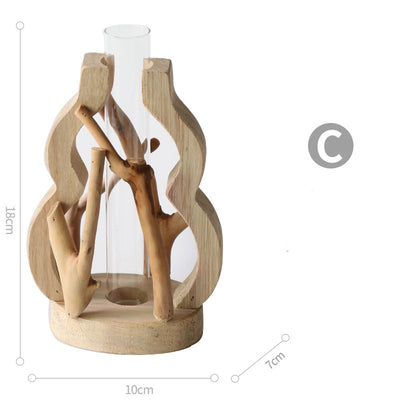 Jarrón de Madera Maciza Artesanal con Diseño Decorativo para Flores y Plantas Hidropónicas - Image 13