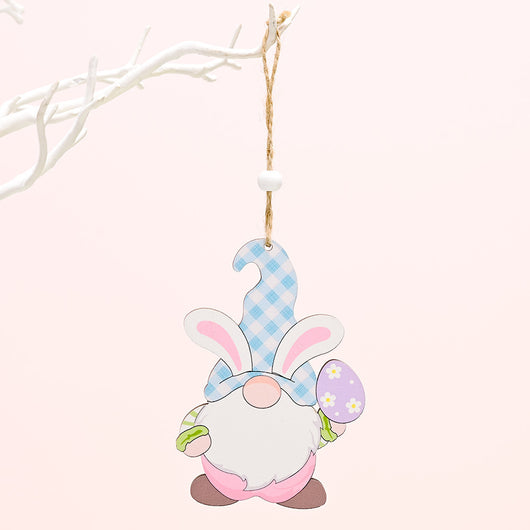 Gnomo Decorativo de Pascua con Conejo de Madera Artesanal - Image 19