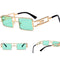 Gafas de Sol Rectangulares Steampunk Metal - Marco Dorado, Negro y Rojo