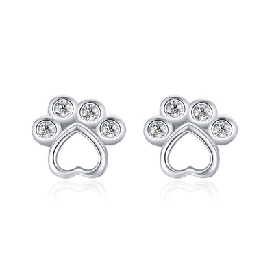 Aretes de Plata Esterlina 925 con Huella de Osito Cuidador - Image 4