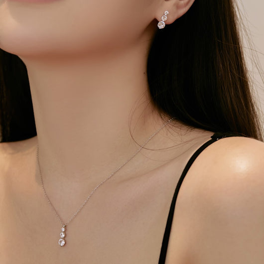 Conjunto de Anillo, Collar y Aretes de Plata 925 con Circonita Redonda - Image 11